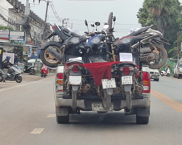 Six motorcycles.